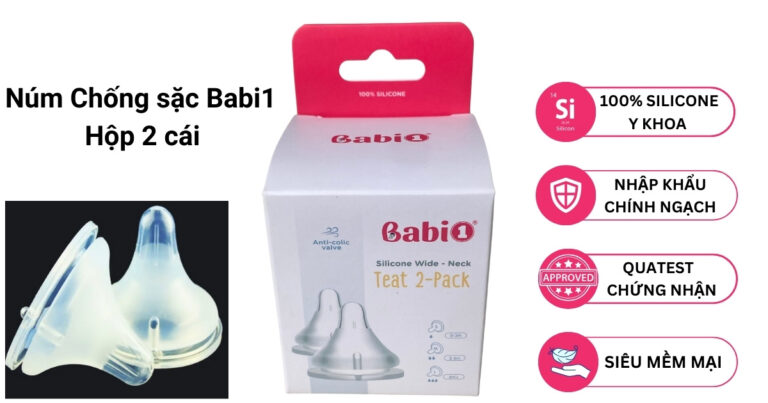 Núm Ti Chống Sặc Babi1 Thế Hệ 4 - Silicon Y Khoa (Hộp 2 Cái)