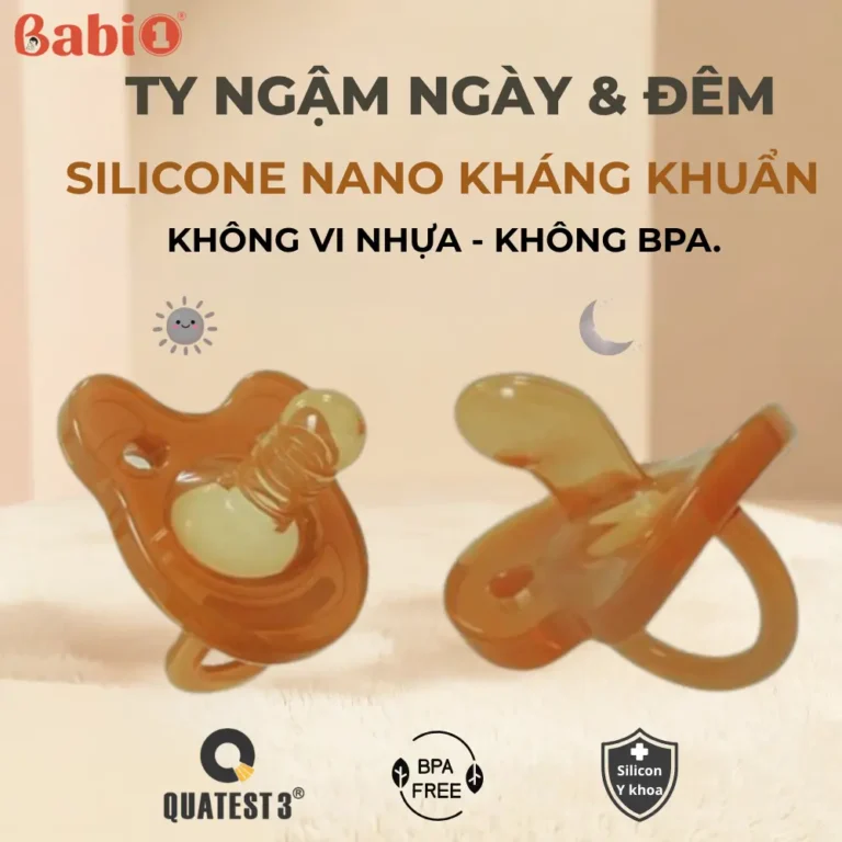 Ty ngậm nano kháng khuẩn Babi1 ngày và đêm 2in1