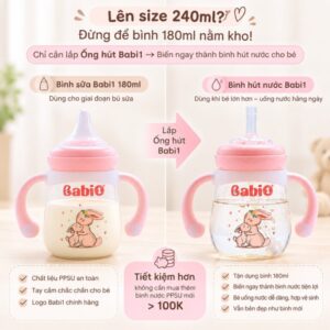 Hướng dẫn lắp ống hút thành bình nước cho bình sữa Babi1 180ml