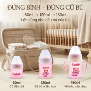 Bình sữa Babi1 3 dung tích 60ml 120ml 180ml cho bé sơ sinh và tập bú