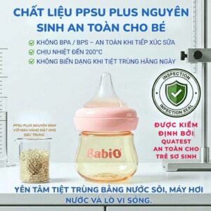 Chất liệu nhựa PPSU nguyên sinh cao cấp an toàn cho bình sữa sơ sinh Babi1