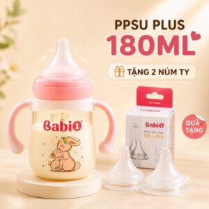 Ưu đãi mua bình sữa Babi1 180ml tặng kèm hộp 2 núm ty chính hãng