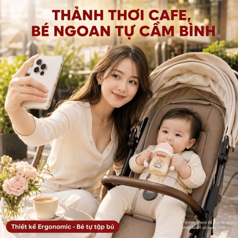 Bình sữa Babi1 PPSU Plus 180ml cho bé tự cầm bú