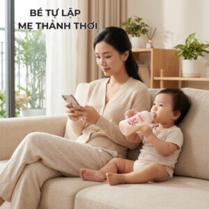 bình sữa thủy tinh Babi1 240ml giúp bé tự lập bú bình, mẹ thảnh thơi