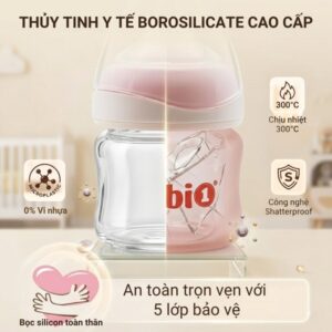Bình sữa thủy tinh Babi1 60ml 5 lớp bảo vệ an toàn