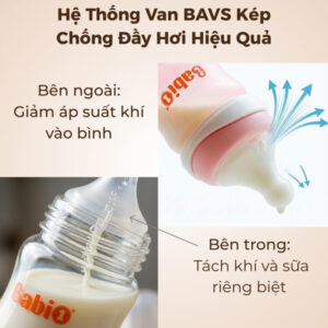 Bình sữa thủy tinh sơ sinh Babi1 60ml van khí kép chống sặc