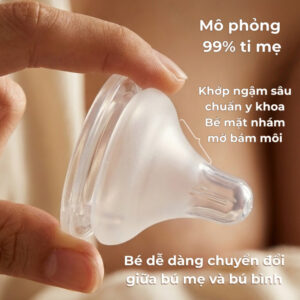 Núm ti bình sữa Babi1 khớp ngậm hoàn hảo mô phỏng ti mẹ mềm mại chống sặc